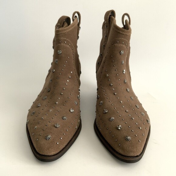 New Sam Edelman Suede Studded Point-toe Bootie Taupe 7.5 - Picture 5 of 13